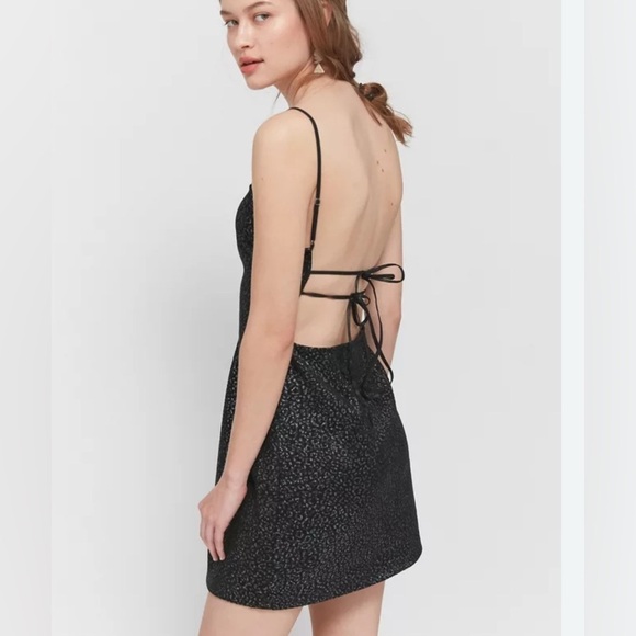 Urban Outfitters Textured Strappy Back Mini Dress Elegant Semi Formal size S - Picture 5 of 5